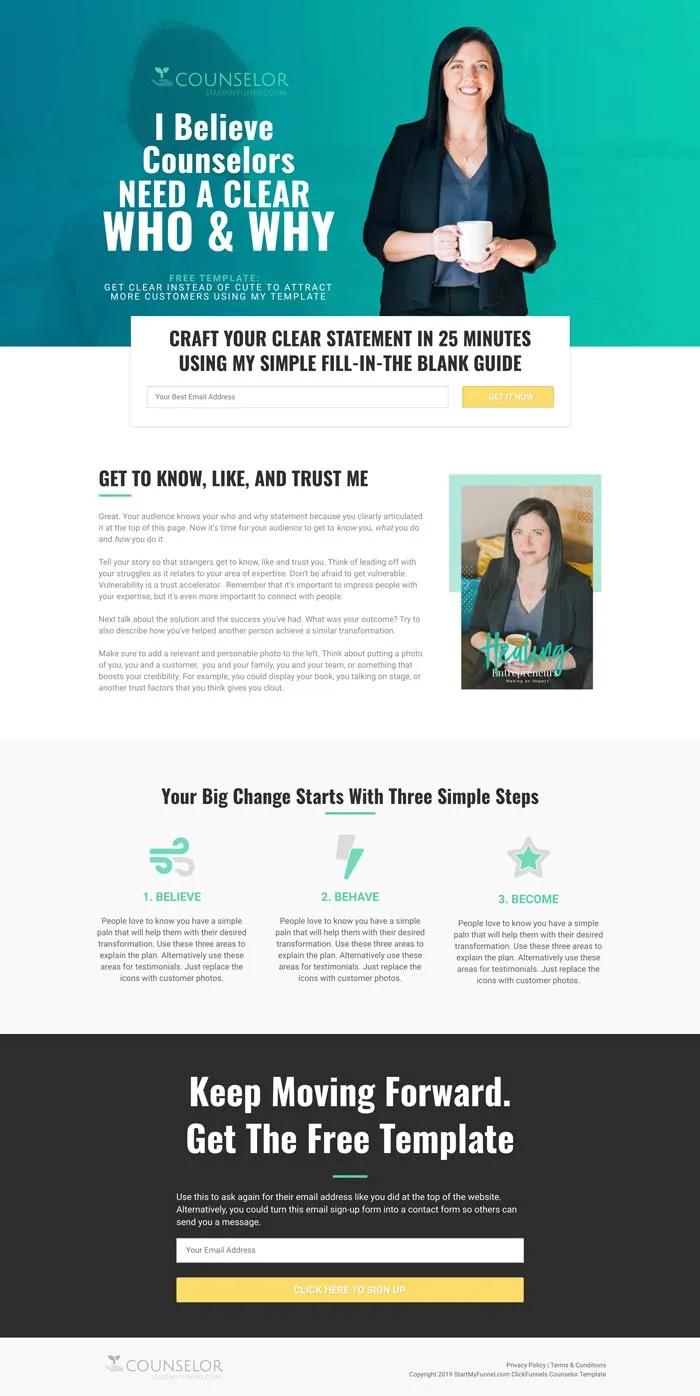 ClickFunnels counsellor template